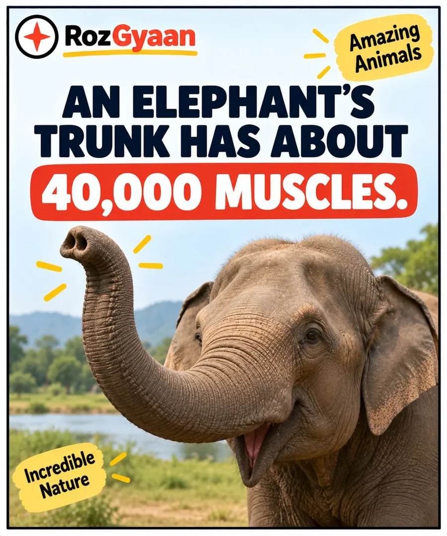 RozGyaan fun fact: an elephant's trunk has about 40,000 muscles.
