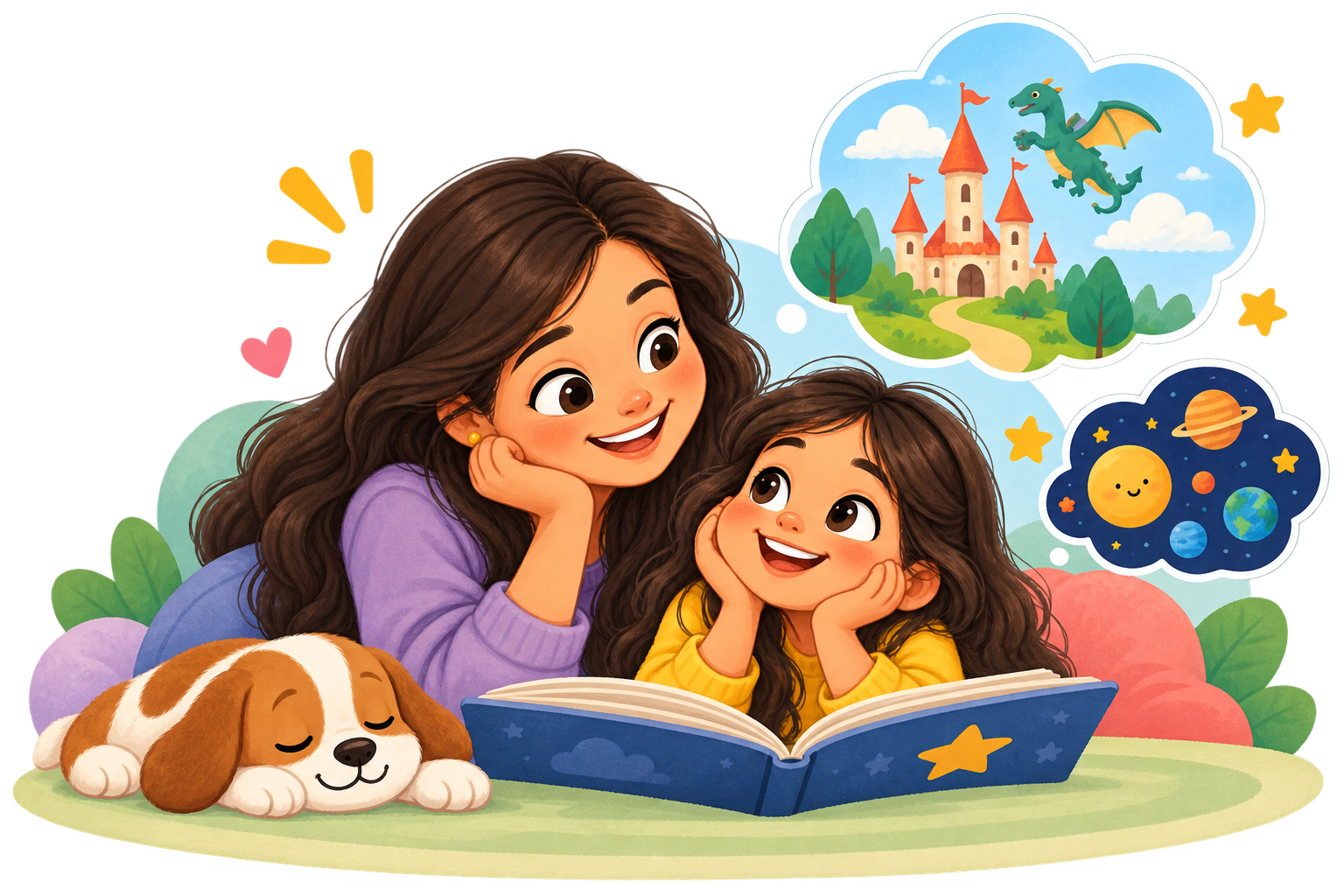 A mother and child enjoying a RozGyaan learning story together